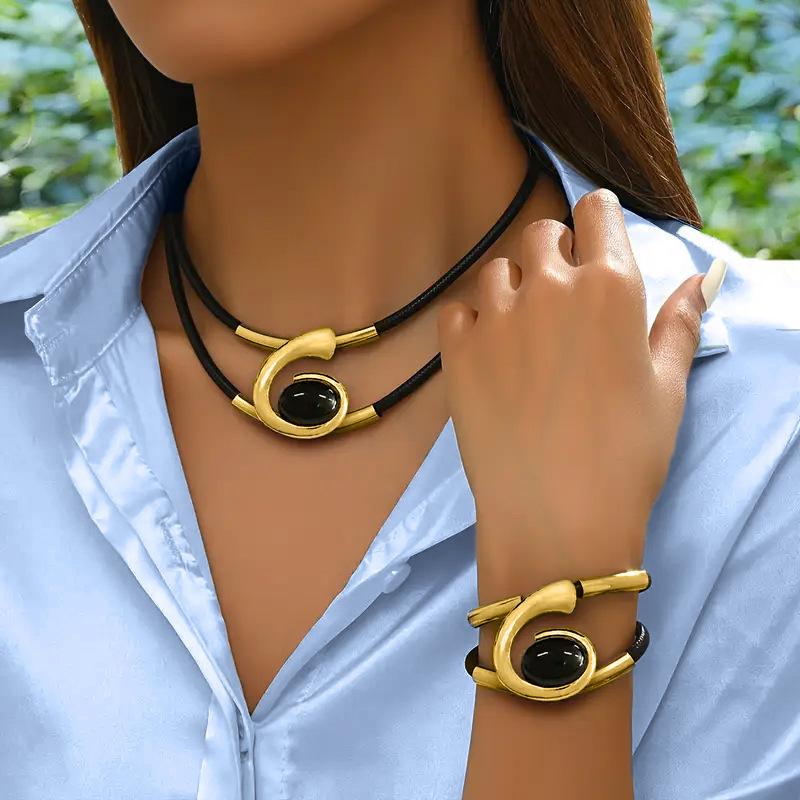 Spiral Snail Acrylic Jewelry Set Ladies Necklace Bracelet Combination