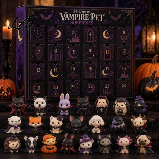 Calendario dell'Avvento di Halloween 2026 Conto alla Rovescia di 24 Giorni con Mini Figure Sorpresa Collezionabili Set di Giocattoli Fatati per Bambini Adulti Gadget per Feste da Tavolo