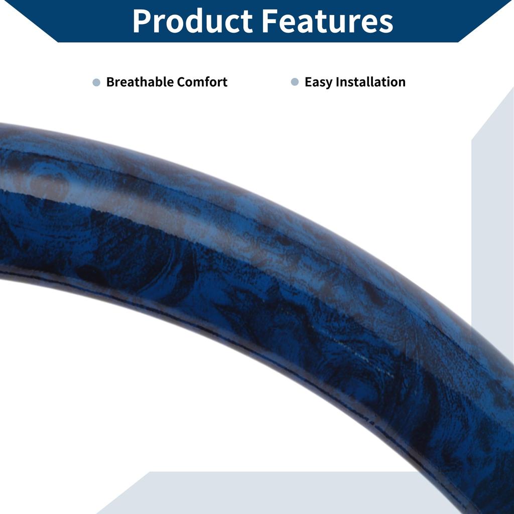 X AUTOHAUX Universal Car Steering Wheel PU Synthetic Easy Blue Peach 1 Piece Cover, Leather, Durable, Heat-Resistant, 38cm, Installation, Texture,