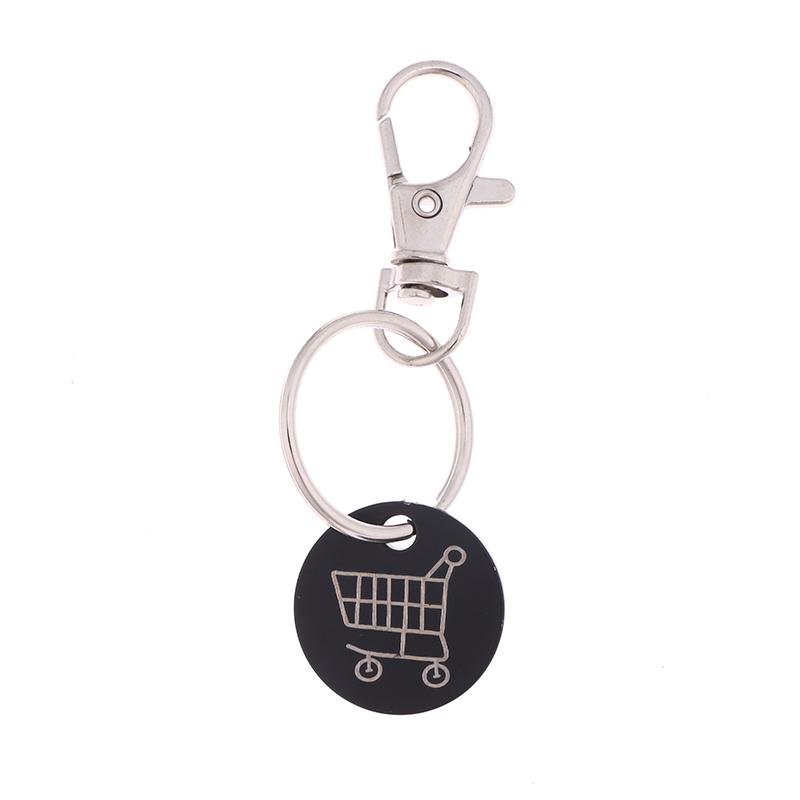 

Shopping Trolley Tokens Key Ring With Carabiner Hook Mini Metal Supermarket Cart Remover Coin Label Keychain For Unisex чорний
