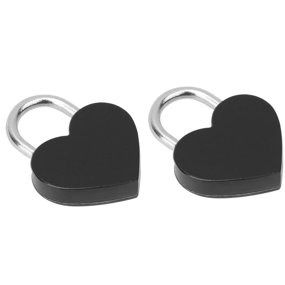 

2 комплекта металлических замков в форме сердца, цветных изысканных навесных замков для дома, принадлежностей для рукоделия с ключами 30x39 мм, черные чёрный