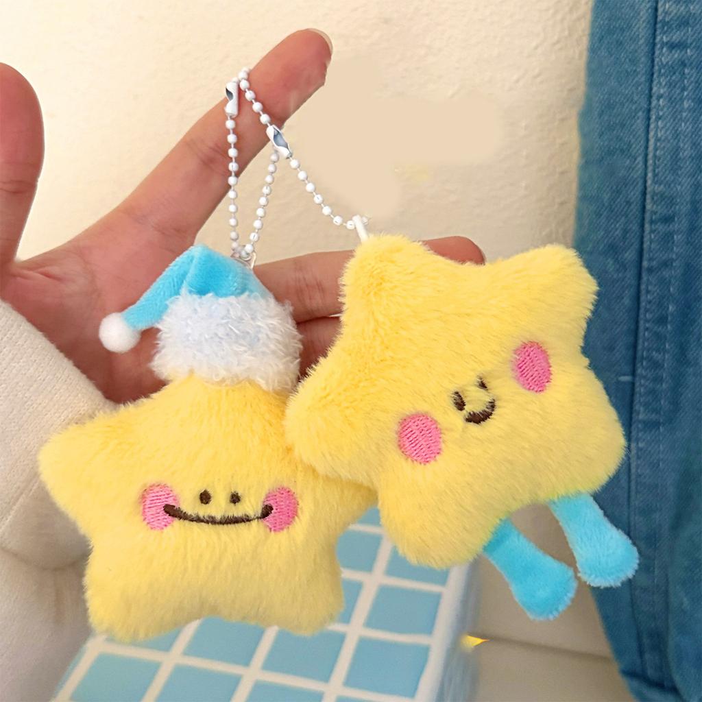 Soft Plush Star Keychain Carabiner Clip For Purse Keys Decoration