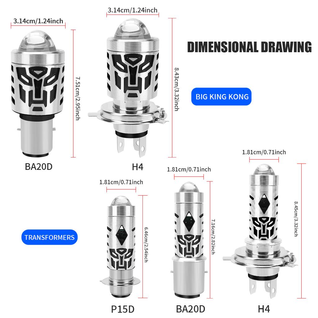 1pc H4 LED Dual Color Motorcycle Headlight H6 BA20D S2 P15D H6 12V Led Lens White Yellow Hi Lo Beam Moto Scooter ATV Accessories