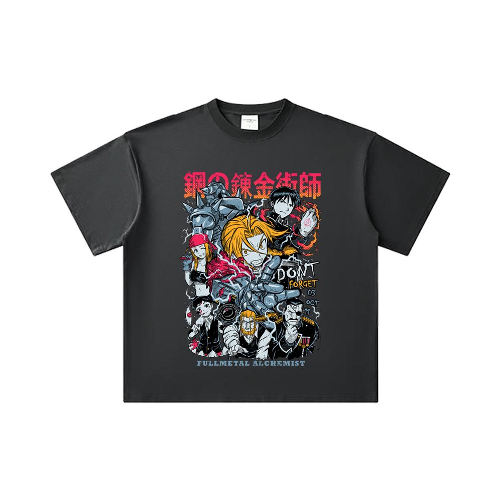 260 GSM Double Yarn 32 Count 100% Cotton Fullmetal Alchemist V1 Print Unisex Heavy Cotton T Shirt
