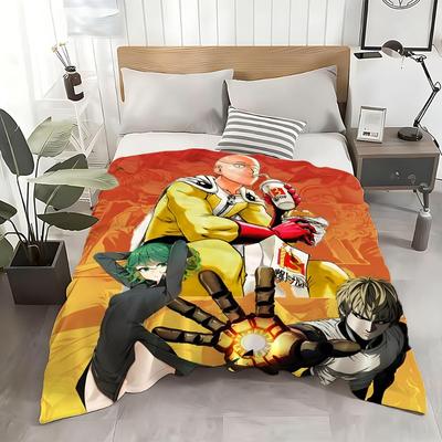 Anime One Punch Man Flauschige Kuscheldecke: Weiches, kinderfreundliches, warmes, antistatisches, waschbares Ganzjahres-Schlafsofa für Zuhause
