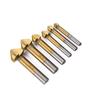 6-Piece Titanium-Plated 90° Countersink Drill Bit Set, Three-Flute, High-Speed Steel 4241