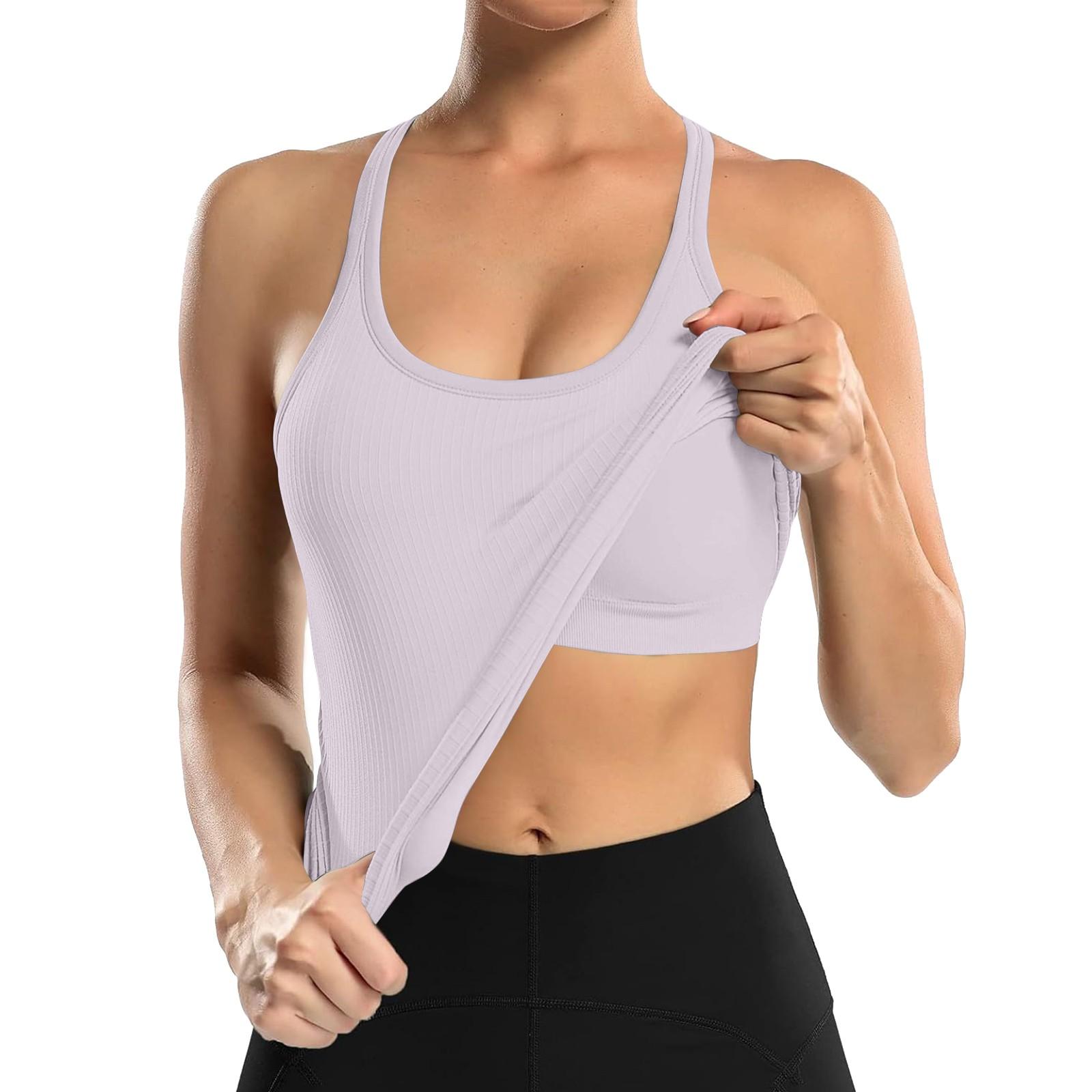 

Дышащий и амортизирующий спортивный бюстгальтер с подушкой на груди и верхом из ниток «елочка» для внешнего ношения XL фиолетовый