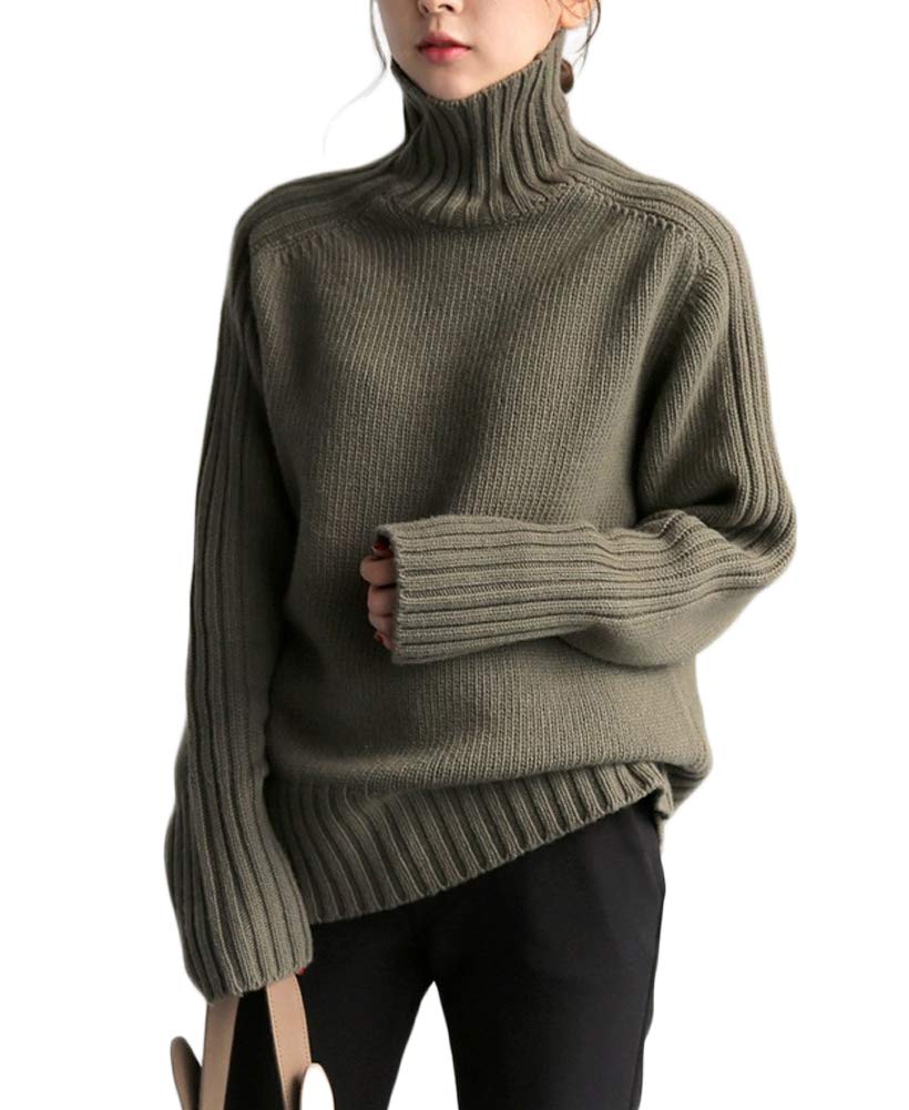 

ASARANS Knit Turtleneck Warm and Stylish for Fall and Winter Women s High-Neck Sweater, (Green) зелений