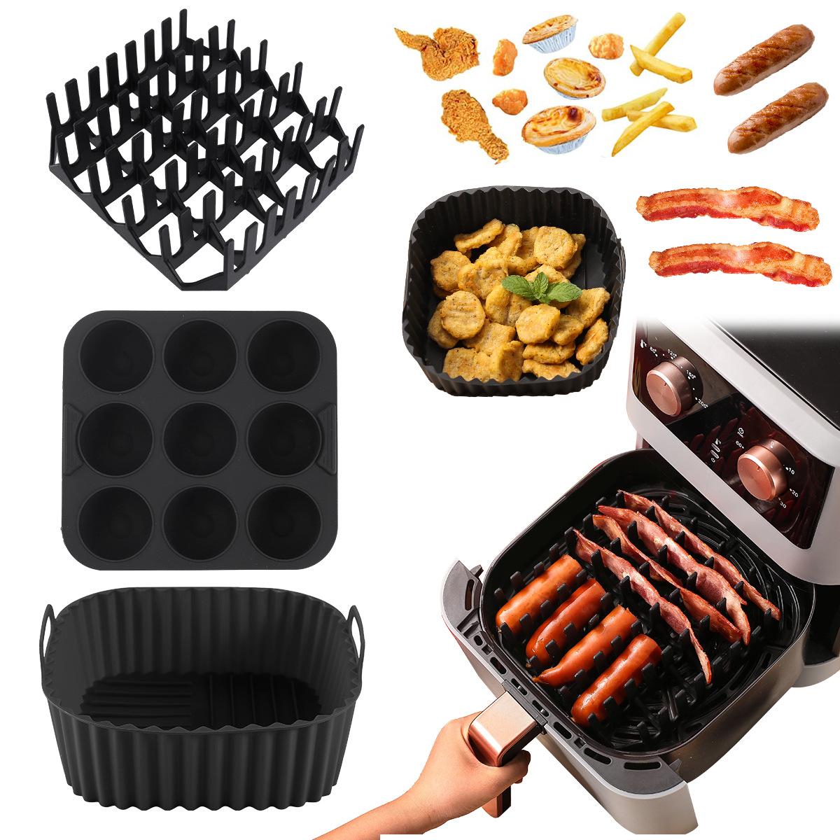 Silicone Baking Set for Air Fryer: Hot Dog, Bacon Grill, Cake & Jelly Molds