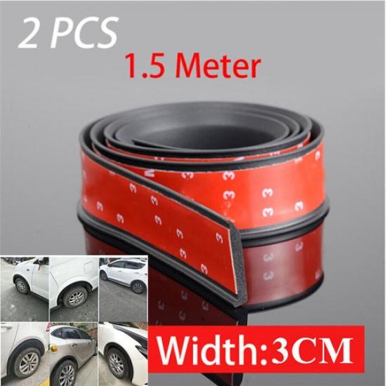 2x 1.5MxM Car Fender Flare Extension Wheel Eyebrow Protector Strip Trim Black