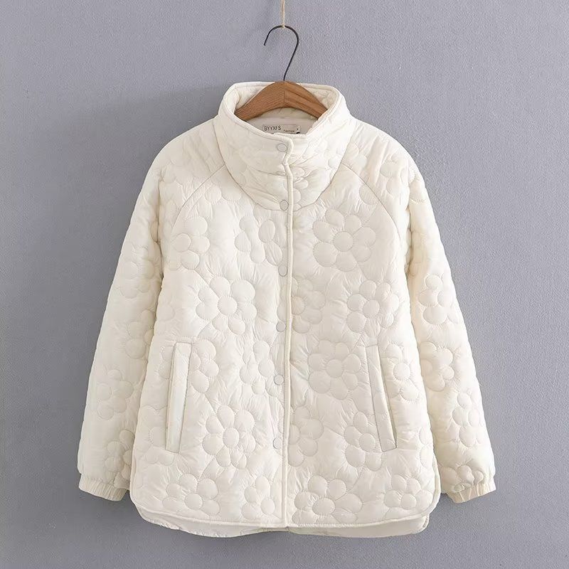 Large Size Lightweight Cotton-padded Jacket Women's Autumn and Winter Fat Mm Loose and Thin Warm Cotton-padded Jacket