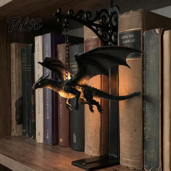 Dragon Collector Item Magical Flying Bookshelf Lamp, Warm Hanging Night Light, Fantasy Room Decor Reading Nook Decor, Unique Gift for Lovers