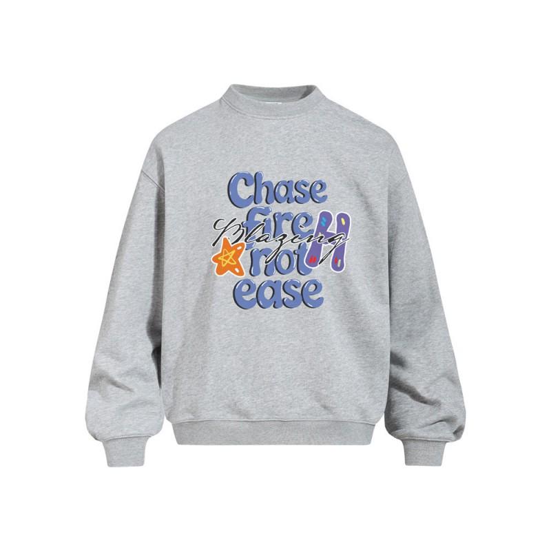 Mens Oversized Crewneck Sweatshirt Fall Casual Streetwear Cotton Blend Long Sleeve Graphic Tee