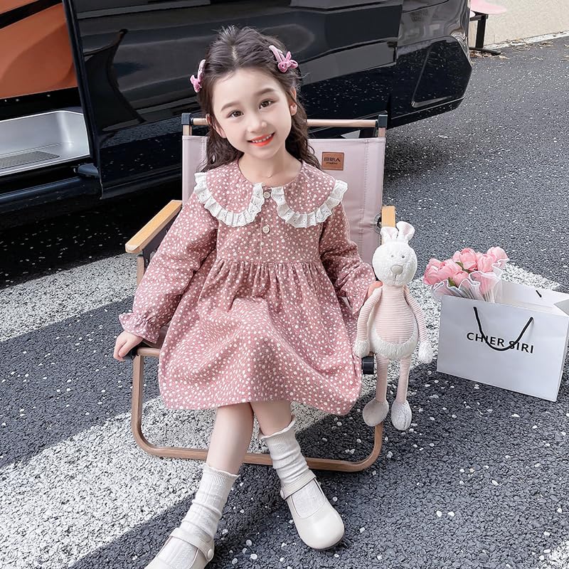 Jaydyequ Long Sleeve Tulle Formal Perfect for Shrine and Brushed Floral 120cm Girls' Dress, Spring/Autumn Dress, Weddings, Visits, Recitals,