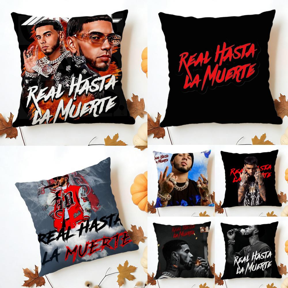 Real HHasta LLa Muerte Cushion Cover Washable Linen Pillowcase Soft for Sofa Bed Cozy Home Room Decor