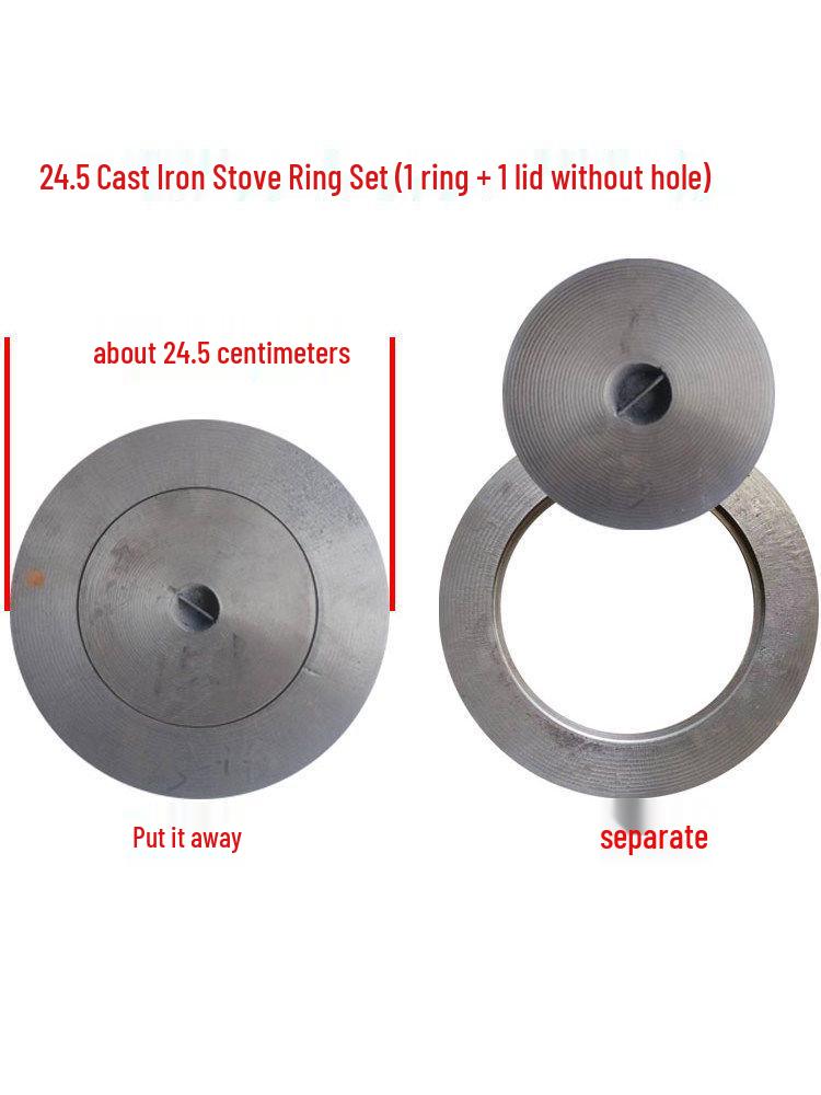 Cast Iron Firewood Stove Ring & Lid: Thickened Rustic Pot and Fire Pit Accessories