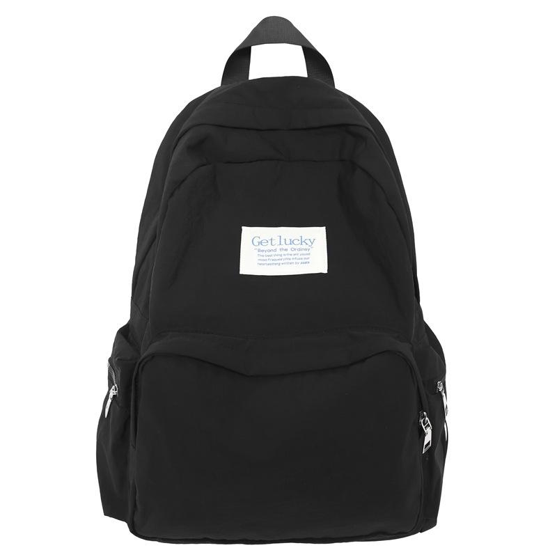 

Студенческая школьная сумка женская однотонная школьная сумка рюкзак большой емкости чёрный