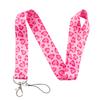 Leopard Print Heart-shaped Strawberry Mobile Phone Lanyard, Bus Card, Student Card, Work Certificate Hard Shell Multi-functional Card Case Lanyard