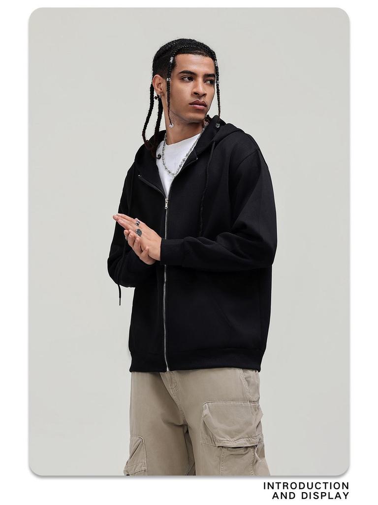 Leichter Cardigan-Hoodie mit doppeltem Reißverschluss für Herren - Vielseitig einfarbig, Trendiger Amerikanischer Stil für Frühling/Herbst, Unisex.