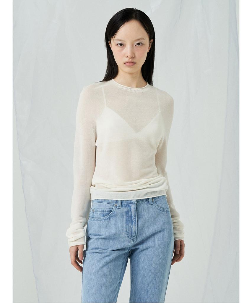 Anggae Tissue Round Neck Pullover Ivory