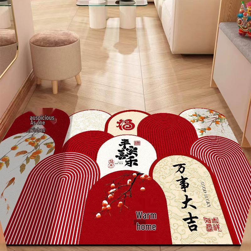 New Chinese Style Non-Slip Leather Entrance Doormat: Dirt-Resistant, Cuttable, Easy-to-Clean, Wash-Free for Home Use