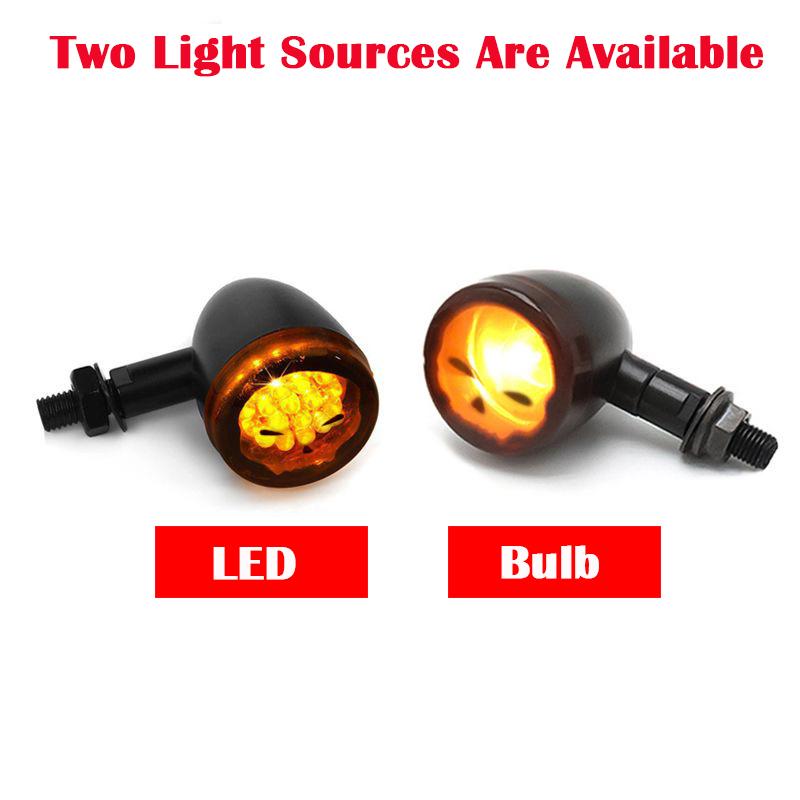 Motorcycle Led Turn Signal Light 12V 10mm Amber Flashing Lamp Front Rear Blinker LED Turn Signal Lights For Halley Cafe Race