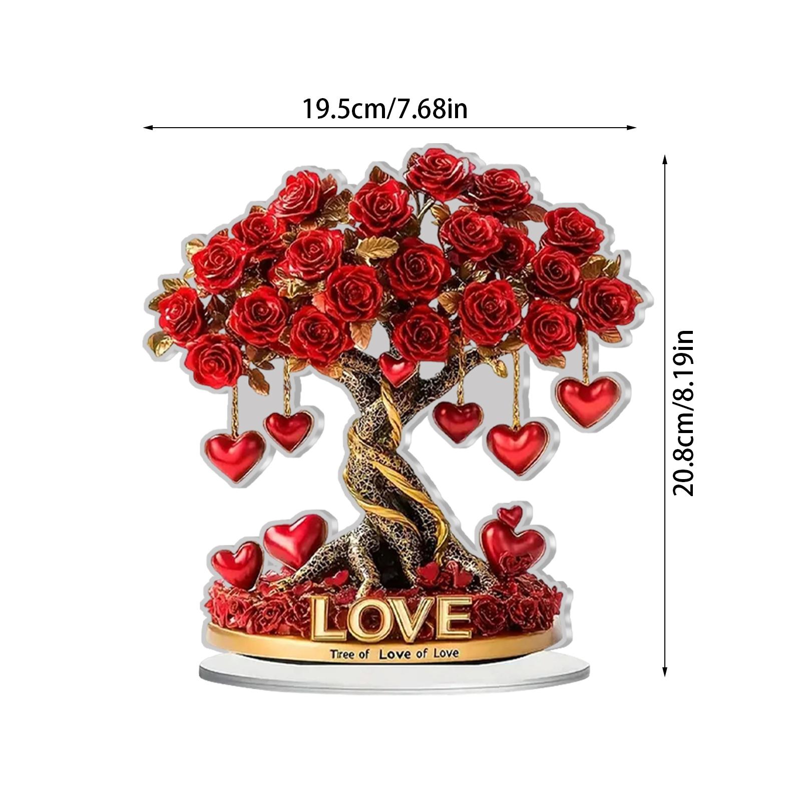 

Romantic Valentine s Day Rose Heart Tree Desktop Decoration for Home Office Wedding - Festive Valentine s Day Decor 2D