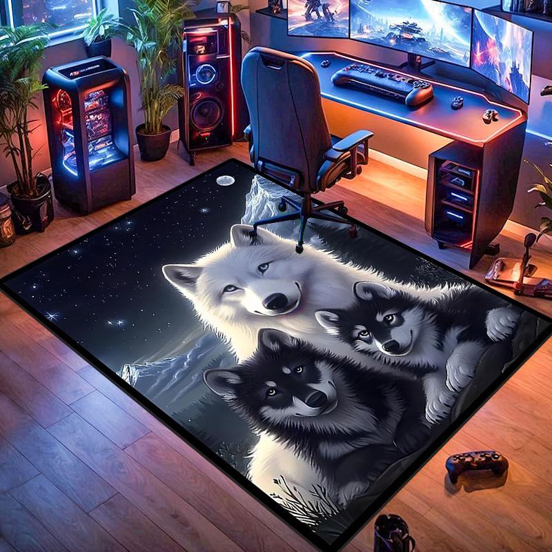 Wolf Pattern Rug, Non-slip Rug, Suitable for Living Room, Bedroom, Game Room, Computer Room and Home Décor.