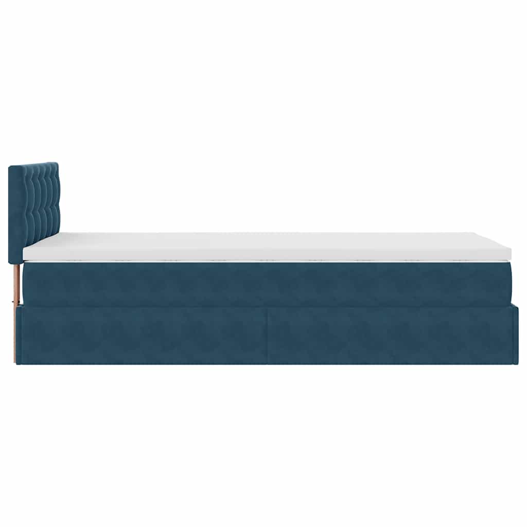 Ottoman Bed with Mattress Dark Blue 100x200 Cm Velvet
