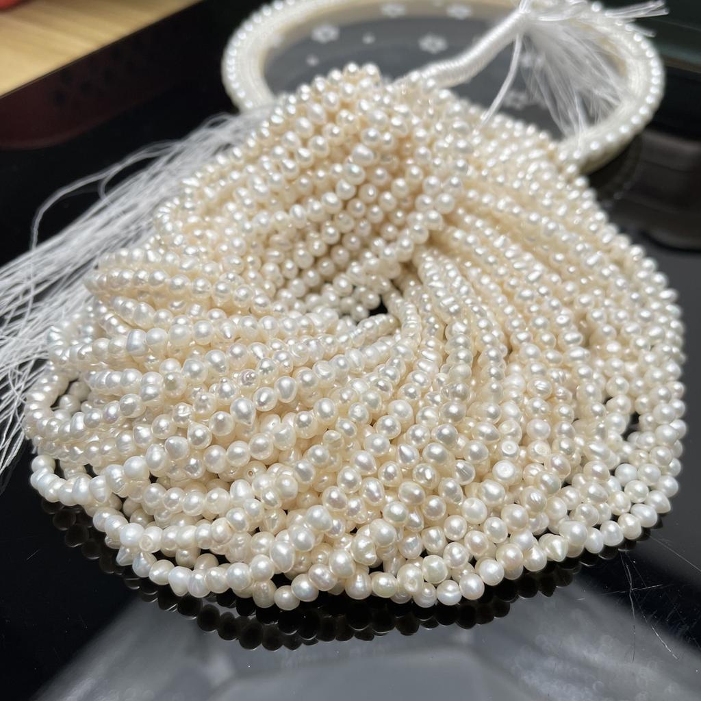 1String, White Natural Freshwater Pearls Beads,4-5mm, for DIY Necklaces Bracelets, Jewelry Making 36cm
