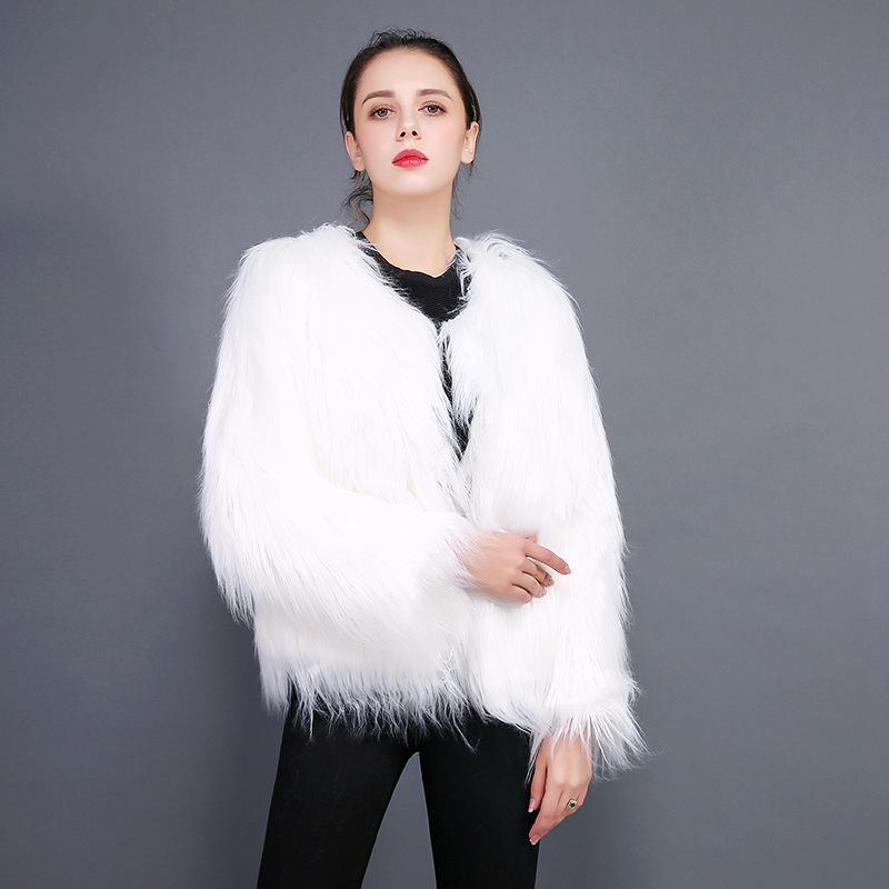 Tan Shearling Short Sleeve Plus Size Women's Fur Coat
