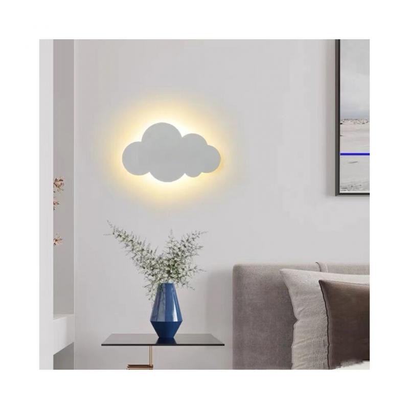Cloud White Wooden Night Light Wall Mounted Nursery Ceiling Lighting White Light,NOT Battery Operated