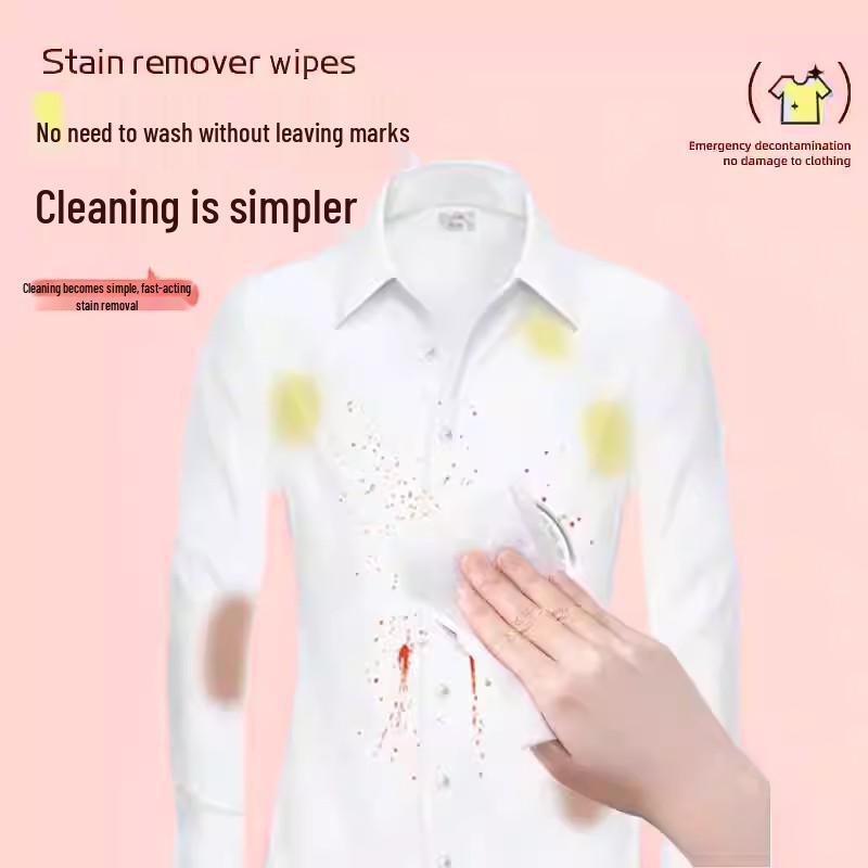 Clothing Stain Remover Wipes: Hand-Free, Emergency Stain Removal, 20 Individually Wrapped Pieces for On-the-Go Use.