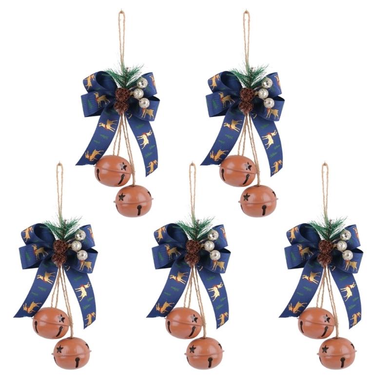 Holiday Bowknot Iron Craft Bells Delicate Iron Crafted Bells with Bowknot for Christmas Tree and Window Decoration