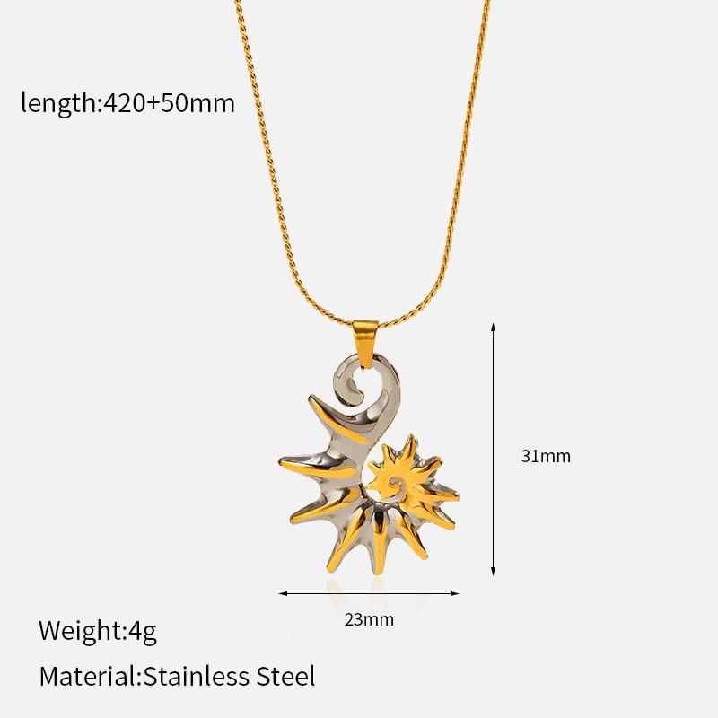 

Vintage Sun Moon Pendant Titanium Steel Necklace For Women, Luxury Premium Versatile Fashion Jewelry 1