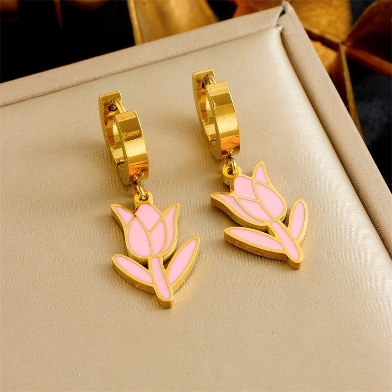 Cute Pink Bow Flower Cherry Butterfly Accessory Jewelry Set Four Leaf Clover