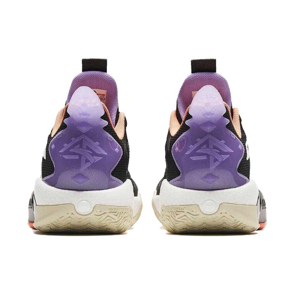 Anta Shock Wave 5 Team V2 Basketball Shoes Men Black Beige Purple 112411606-1