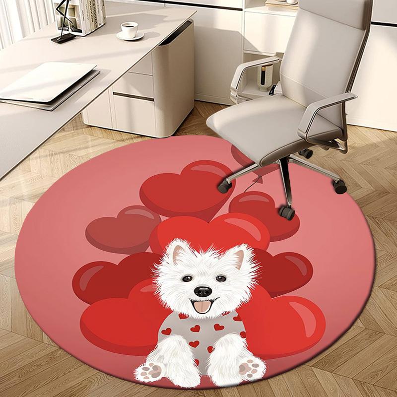 1pc Valentine s Day Dog Hearts Round carpet, Perfect for Decorating Chairs, Living Rooms, Or Bedrooms, for Living Room.145 80cm by 80cm