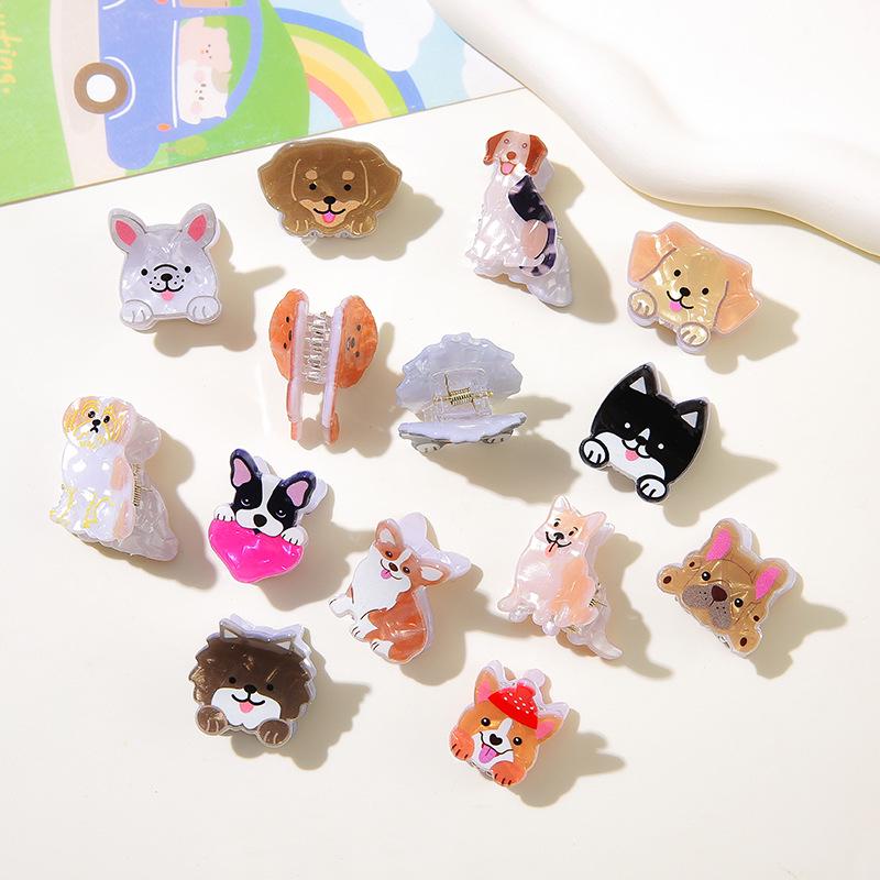 Niedliche Ozeantier Acetat Krallenklemme: Muschel, Delfin, Seestern, Welpen-Design