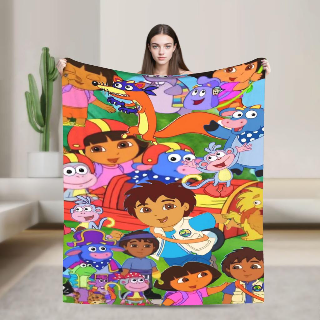 Doras The Explorer Blankets Soft Warm Street Trend Plush Throw Blanket For Couch Bed Picnic Flannel Bedspread Bed Cover