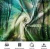 Green Forest Shower Curtain Sunlight Through Trees Nature Landscape Waterproof Polyester with Hooks 72x72 Inch