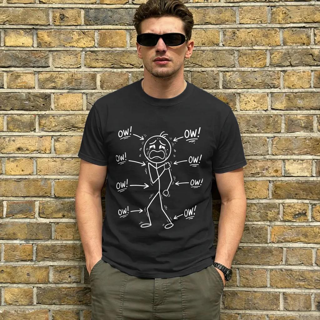 Funny Meme Ow Ow Ow T Shirts Unisex Cotton Crazy TShirts O Neck Tees Short Sleeve Tops Party