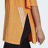 Adidas Oversized Striped Print Tee With Round Neck And Short Sleeves Women Tops Orange H65062