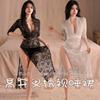 New Large-size Sex Underwear with Breasts On the Side, High Split Ends, Slim-fitting Uniform, Sexy Lace Transparent Perspective Dress