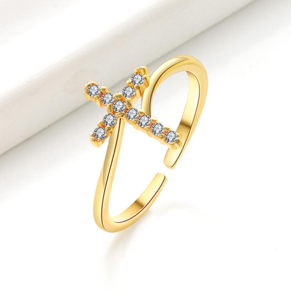 Luxury Trend Super Flash Micro-inlay Zircon Winding Cross Adjustable Opening Rings for Women Stainless Steel Finger Jewelry Gift