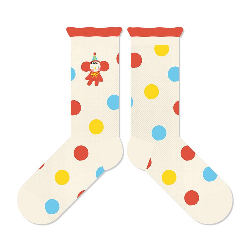 

Summer Women s Crystal Ice-silk Mid-calf Socks, Glass Mesh Eyelet Breathable Cartoon Sweat-absorbing Thin Style Lace Socks 1 pair