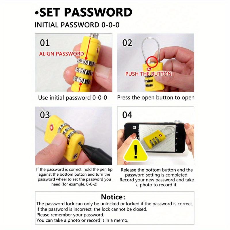 1Pc TSA Approved Luggage Travel Lock Filing Cabinets Toolbox Case ABS Steel Cable Gym Locker padlock smart lock lock box