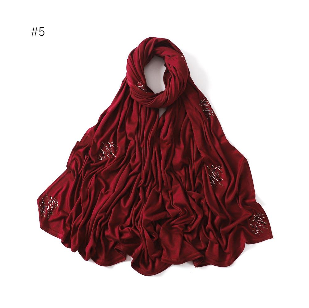 Plain Turbans Stitch Floral Diamond Jersey Hijab Scarf High Quality Thick Modal Wrap Elastic Shawl Bufandas Muslim Caps 170*70Cm