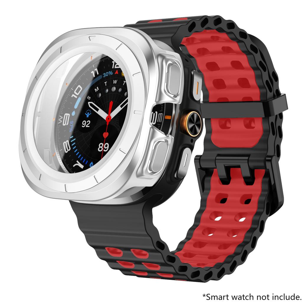 Glass+Case+Band For Samsung Galaxy Watch Ultra Strap 47mm Sport silicone Bracelet for Galaxy Watch Ultra 7 47 Strap Accessories