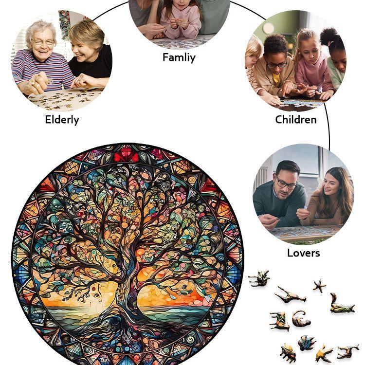 Tree of Life Wooden Puzzle - Irregular Small Animal Shape Blocks Wooden High Difficulty Children Adult Puzzle Toy Cat Puzzle Dog Unicorn 70~210pcs